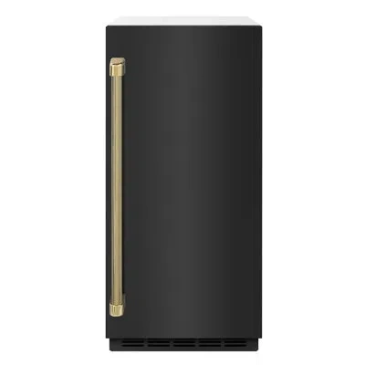 Zline Autograph 15 In. Touchstone Clear Cube Ice Maker With Drain Pump And Black Stainless Steel Door With In Gold