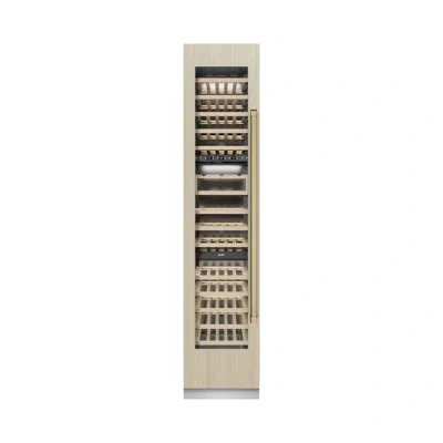 Zline Autograph 18 In. 9.0 Cu. Ft. Triple Zone 68 Bottle Panel Ready Hinge Column Wine Cooler With Accents In Champagne Bronze
