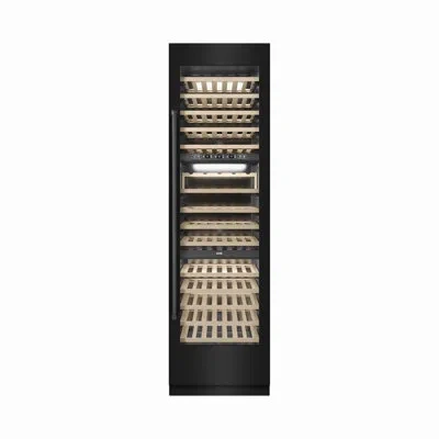 Zline Autograph 24 In. 12.4 Cu. Ft. Triple Zone 100 Bottle Column Wine Cooler In Stainless Steel Accents In Black