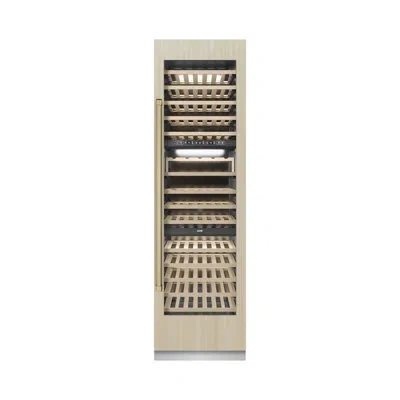 Zline Autograph 24 In. 12.4 Cu. Ft. Triple Zone 100 Bottle Panel Ready Column Wine Cooler With Accents In Champagne Bronze