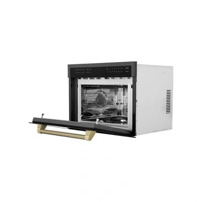 Zline Autograph 24 In. 1.6 Cu Ft. Built-in Convection Microwave Oven In Stainless Steel And Helix Handle In Black,champagne Bronze