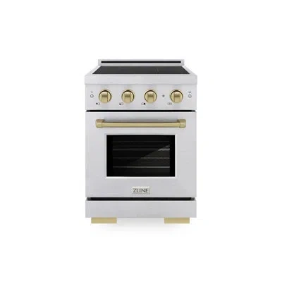 Zline Autograph 24 In. 3.2 Cu. Ft. Paramount Induction Range With 3 Element Cooktop And Electric Convectio In Champagne Bronze