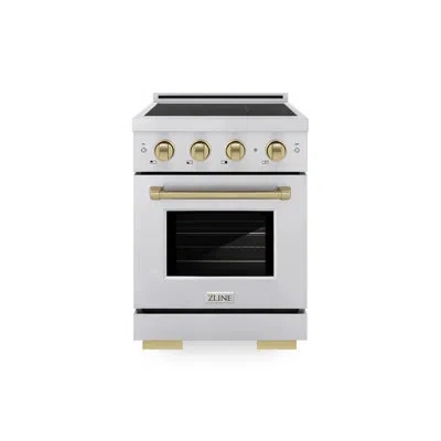 Zline Autograph 24 In. 3.2 Cu. Ft. Paramount Induction Range With 3 Element Cooktop And Electric Convectio In Champagne Bronze