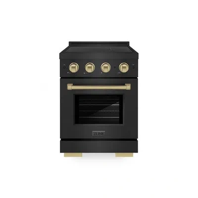 Zline Autograph 24 In. 3.2 Cu. Ft. Paramount Induction Range With 3 Element Cooktop And Electric Convectio In Champagne Bronze