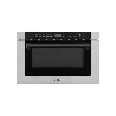 Zline Autograph 24 In. Microwave Drawer With Traditional Handle In Stainless Steel & Accents In Matte Black