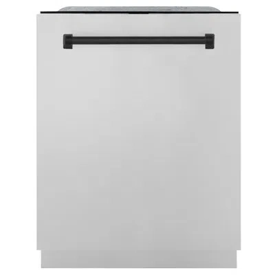 Zline Autograph 24 In. Monument 3rd Rack Top Control Tall Tub Dishwasher With Handle, 45dba In Matte Black