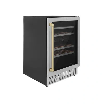 Zline Autograph 24 In. Monument 44 Bottle Wine Cooler With Accents In Champagne Bronze