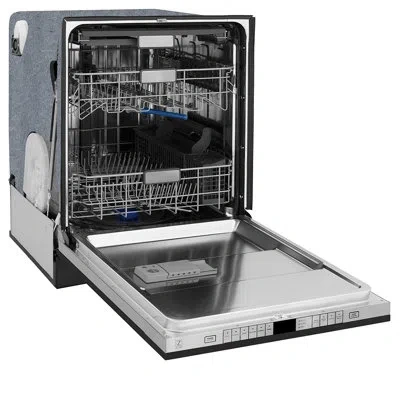 Zline Autograph 24 In. Monument Series 3rd Rack Top Touch Control Tall Tub Dishwasher In Black Stainless S In Bronze