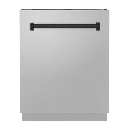 Zline Autograph 24 In. Tallac 3rd Rack Dishwasher In Stainless Steel With Handle, 51dba In Matte Black
