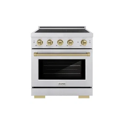 Zline Autograph 30 In. 4.2 Cu. Ft. Paramount Induction Range With 4 Element Cooktop And Electric Convectio In Champagne Bronze