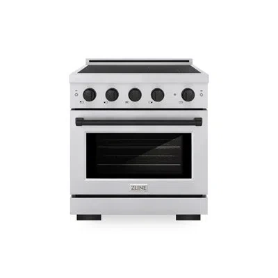 Zline Autograph 30 In. 4.2 Cu. Ft. Paramount Induction Range With 4 Element Cooktop And Electric Convectio In Matte Black