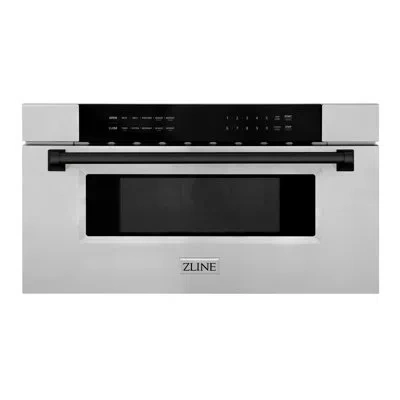 Zline Autograph 30 In. Built-in Microwave Drawer In Stainless Steel With Accents In Matte Black