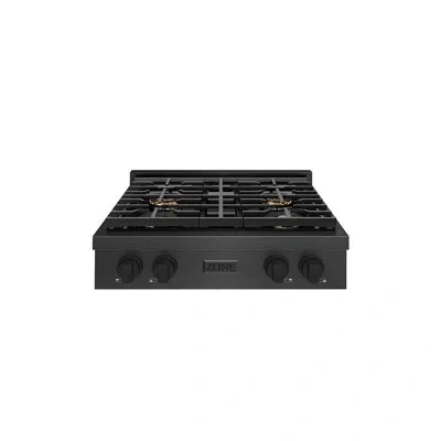 Zline Autograph 30 In. Paramount Gas Rangetop With 4 Burner Duopro™ Cooktop In Stainless Steel And Accents In Black Satin