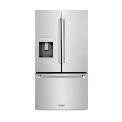 Zline Autograph 36 In. 28.9 Cu. Ft. Standard-depth French Door External Water Dispenser Refrigerator With  In Polished Nickel