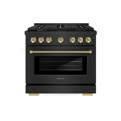 Zline Autograph 36 In. 5.2 Cu. Ft. Paramount Dual Fuel Range With 6 Burner Gas Cooktop And Electric Convec In Polished Gold