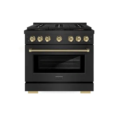 Zline Autograph 36 In. 5.2 Cu. Ft. Paramount Gas Range With 6 Burner Duopro™ Cooktop And Convection Gas Ov In Polished Gold