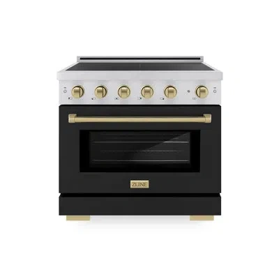 Zline Autograph 36 In. 5.2 Cu. Ft. Paramount Induction Range With 5 Element Cooktop And Electric Convectio In Champagne Bronze