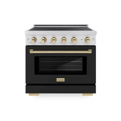 Zline Autograph 36 In. 5.2 Cu. Ft. Paramount Induction Range With 5 Element Cooktop And Electric Convectio In Polished Gold