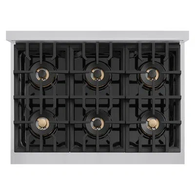 Zline Autograph 36 In. Classic Gas Rangetop With 6 Burner Duopro™ Cooktop In Stainless Steel And Accents In Polished Gold,gold
