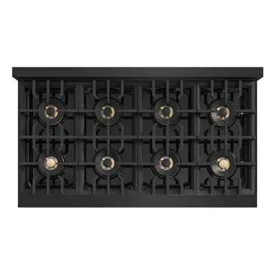 Zline Autograph 48 In. Classic Gas Rangetop With 8 Burner Duopro™ Cooktop In Black Stainless Steel And Acc In Polished Gold