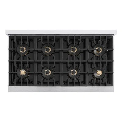 Zline Autograph 48 In. Classic Gas Rangetop With 8 Burner Duopro™ Cooktop In Satin Stainless Steel And Acc In Polished Gold