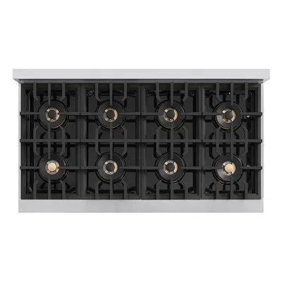 Zline Autograph 48 In. Classic Gas Rangetop With 8 Burner Duopro™ Cooktop In Stainless Steel And Accents In Polished Gold