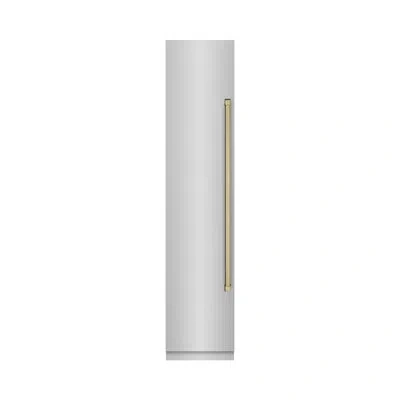 Zline Autograph Edition 18 In. 8.6 Cu. Ft. Left Hinge Column Freezer With Graphite Gray Interior And Champ In Stainless Steel