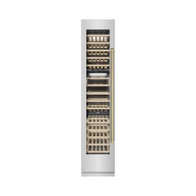 Zline Autograph Edition 18 In. 9.0 Cu. Ft. Triple Zone 68 Bottle Hinge Column Wine Cooler In Satin Stainle In Bronze