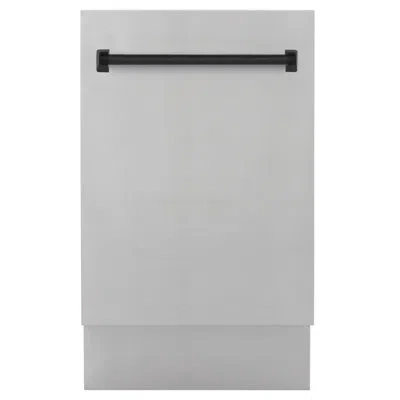 Zline Autograph Edition 18 In. Tallac Series 3rd Rack Top Control Built-in Dishwasher In Stainless Steel W In Matte Black