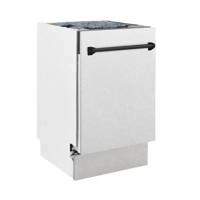 Zline Autograph Edition 18 In. Tallac Series 3rd Rack Top Control Built-in Dishwasher With Satin Stainless In Matte Black