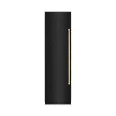 Zline Autograph Edition 24 In. 12.4 Cu. Ft. Column Freezer With Graphite Gray Interior And Champagne Bronz In Black Stainless Steel