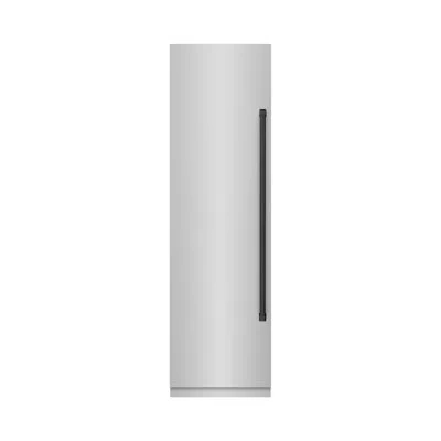 Zline Autograph Edition 24 In. 12.4 Cu. Ft. Column Freezer With Graphite Gray Interior And Matte Black Acc In Stainless Steel