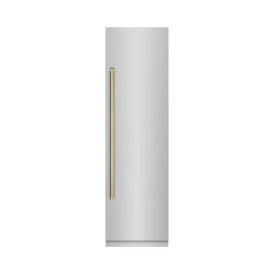 Zline Autograph Edition 24 In. 12.5 Cu. Ft. Column Refrigerator With Graphite Gray Interior And Accents In Stainless Steel,white