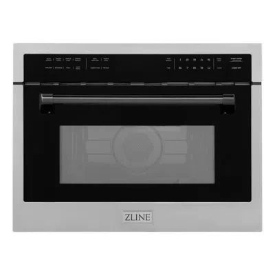 Zline Autograph Edition 24 In. 1.6 Cu Ft. Built-in Convection Microwave Oven In Stainless Steel In Matte Black
