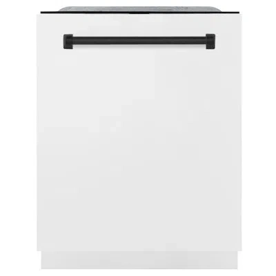 Zline Autograph Edition 24 In. Monument Series 3rd Rack Top Touch Control Tall Tub Dishwasher In White Mat In Matte Black