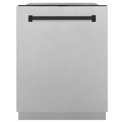 Zline Autograph Edition 24 In. Monument Series 3rd Rack Top Touch Control Tall Tub Dishwasher With Satin S In Black