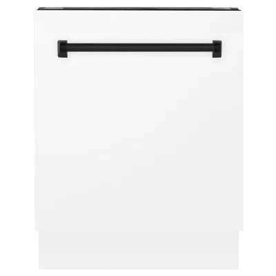 Zline Autograph Edition 24 In. Tallac Series 3rd Rack Top Control Built-in Tall Tub Dishwasher In White Ma In Matte Black