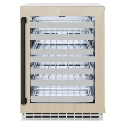Zline Autograph Edition 24 In. Touchstone Dual Zone 44 Bottle Wine Cooler With Panel Ready Glass Door In Matte Black