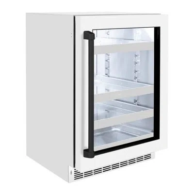 Zline Autograph Edition 24 In. Touchstone Dual Zone 44 Bottle Wine Cooler With White Matte Glass Door And  In White Matte,matte Black