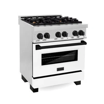 Zline Autograph Edition 30 In. 4.0 Cu. Ft. Legacy Dual Fuel Range With 4 Burner Gas Cooktop And Electric C In Matte Black