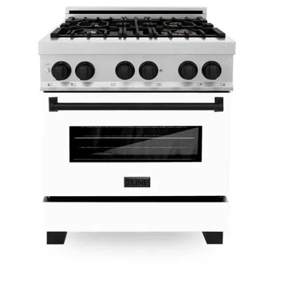 Zline Autograph Edition 30 In. 4.0 Cu. Ft. Legacy Dual Fuel Range With 4 Burner Gas Cooktop And Electric C In Matte Black Satin Stainless Steel