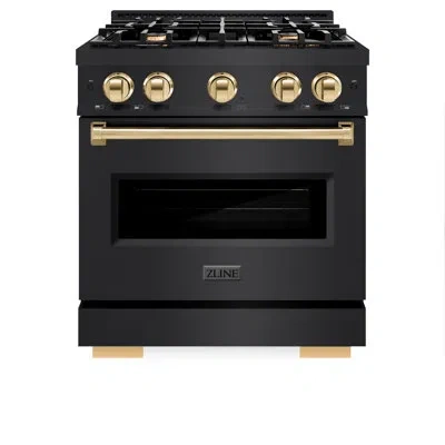 Zline Autograph Edition 30 In. 4.2 Cu. Ft. Classic Gas Range With 4 Burner Cooktop And Convection Gas Oven In Gold