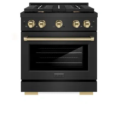 Zline Autograph Edition 30 In. 4.2 Cu. Ft. Paramount Dual Fuel Range With 4 Burner Gas Cooktop And Electri In Durasnow;polished Gold