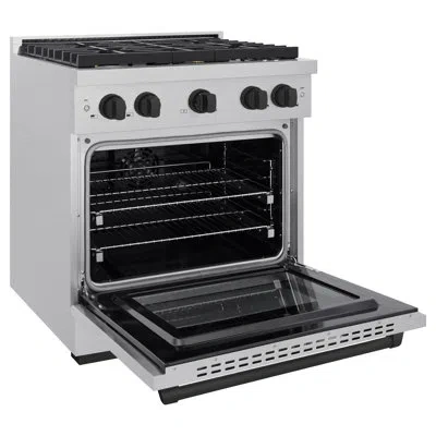 Zline Autograph Edition 30 In. 4.2 Cu. Ft. Paramount Dual Fuel Range With 4 Burner Gas Cooktop And Electri In Matte Black;durasnow