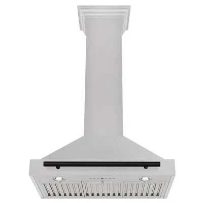 Zline Autograph Edition 30 In. Convertible Satin Stainless Steel Wall Mount Range Hood In Matte Black