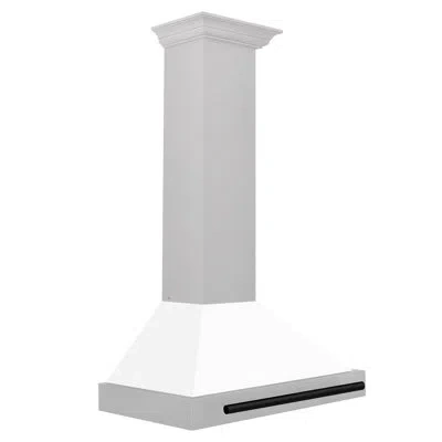 Zline Autograph Edition 30 In. Convertible Satin Stainless Steel Wall Mount Range Hood With White Matte Sh In White Matte,matte Black