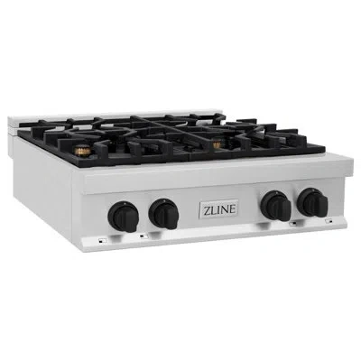 Zline Autograph Edition 30 In. Legacy Gas Rangetop With 4 Burners And Porcelain Cooktop In Stainless Steel Matte Black