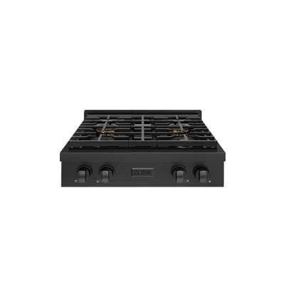 Zline Autograph Edition 30 In. Paramount Gas Rangetop With 4 Burner Duopro™ Cooktop And Accents In Black Stainless Steel