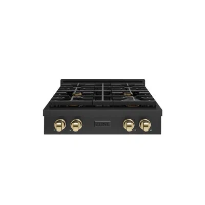 Zline Autograph Edition 30 In. Paramount Gas Rangetop With 4 Burners And Porcelain Cooktop In Black Stainl In Black Stainless,polished Gold