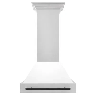Zline Autograph Edition 30 In. Stainless Steel Range Hood With White Matte Shell And Handle In Matte Black